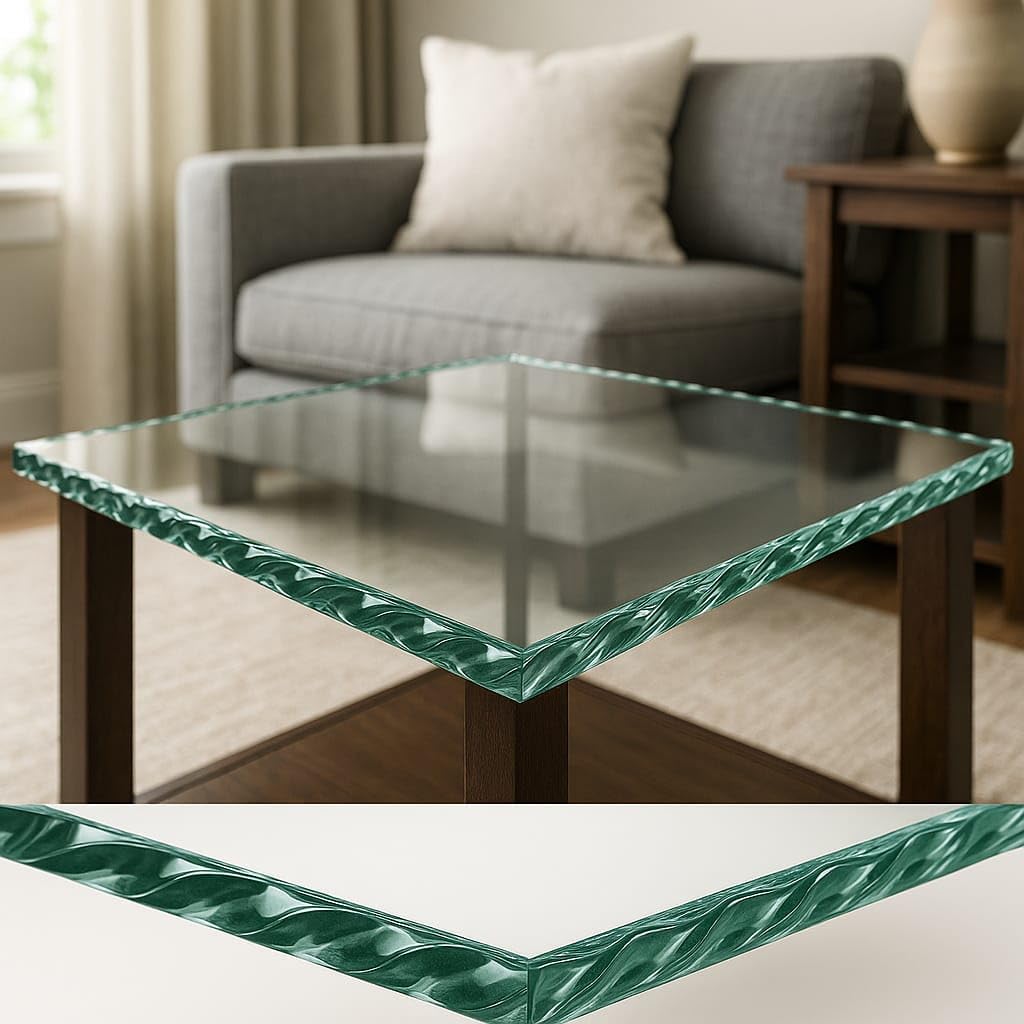 Custom Cut Glass Table Top – 3/8" Thick – Gemstone Polished Edge – Clear Custom Glass Protector