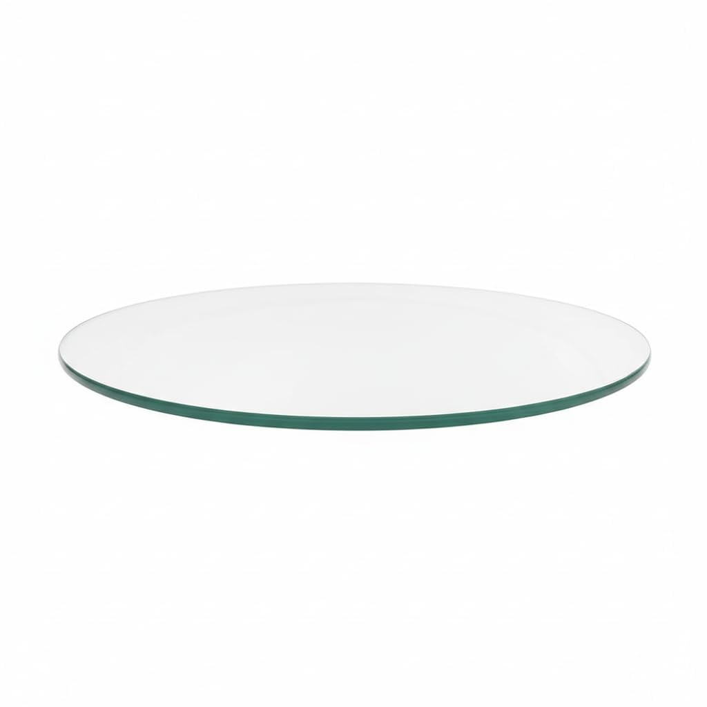 Custom Cut to Size Round Tempered Glass Table Top - 1/2" Thick - Flat Polished or Pencil Edge