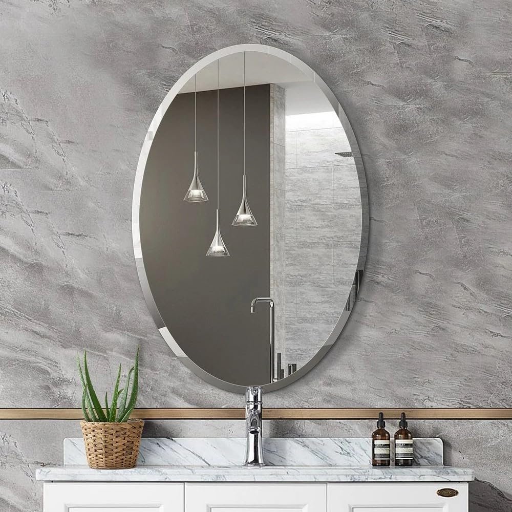 Custom Cut Mirror, Oval Mirrors - 3/16-1/4" Thick - Bevel Polish Edge