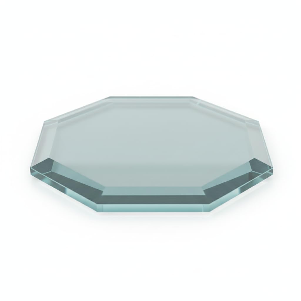 Custom Cut to Size Octagon Glass Table Top - Tempered - 1/4" Thick - Beveled Polished Edge