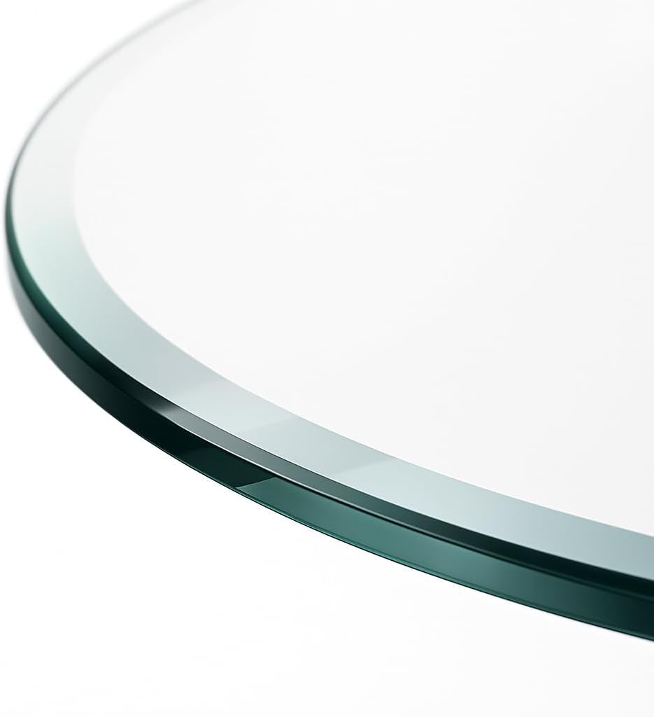 Custom Cut to Size Oval Glass Table Top - Tempered - 3/8" Thick - Beveled Edge