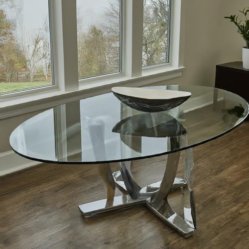 Custom Cut to Size Oval Glass Table Top - Tempered - 3/8" Thick - Beveled Edge