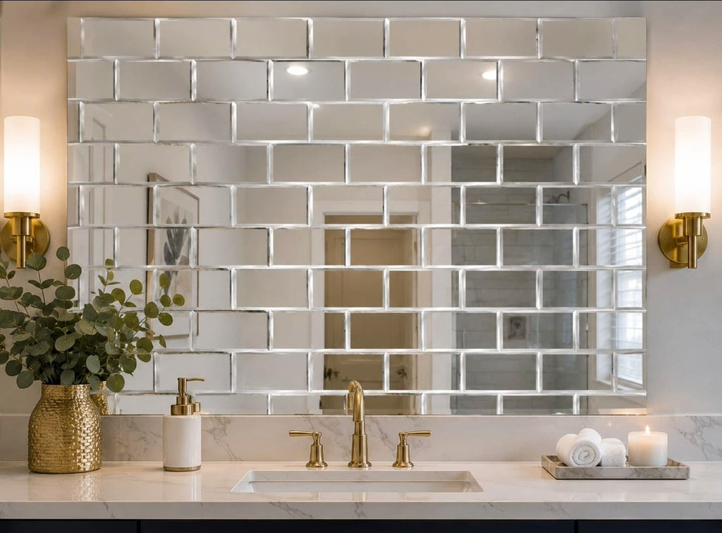 Custom Beveled Mirror Tile Wall – Made to Your Exact Size