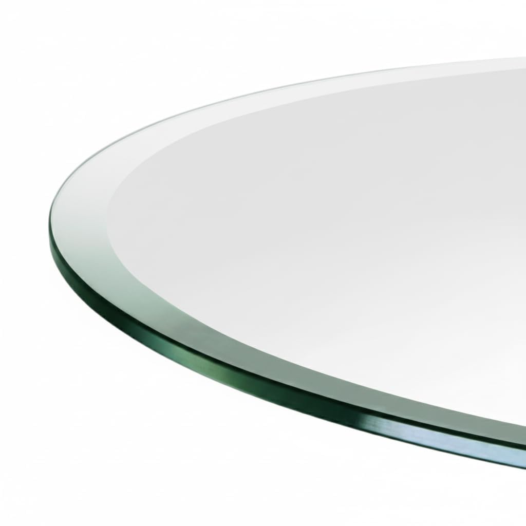 Custom Cut to Size Round Glass Table Top - Tempered - 1/2" Thick - Beveled Edge