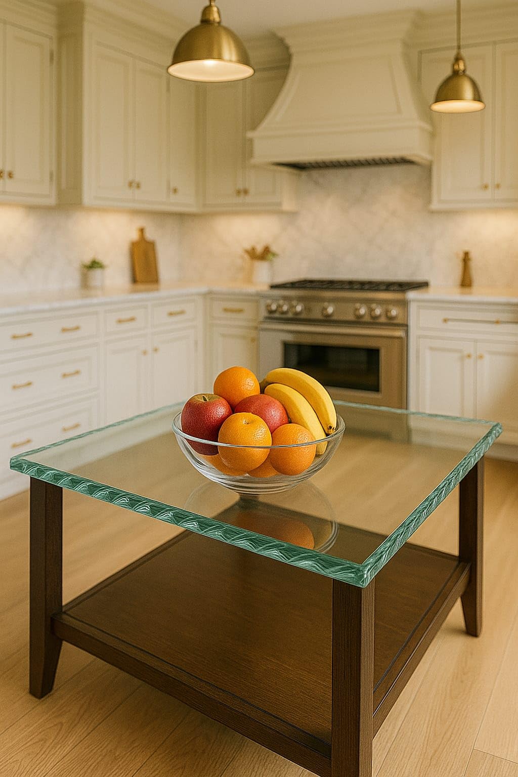 Custom Cut Glass Table Top – 1/2" Thick – Gemstone Polished Edge – Clear Custom Glass Protector by Glass Beveling Service