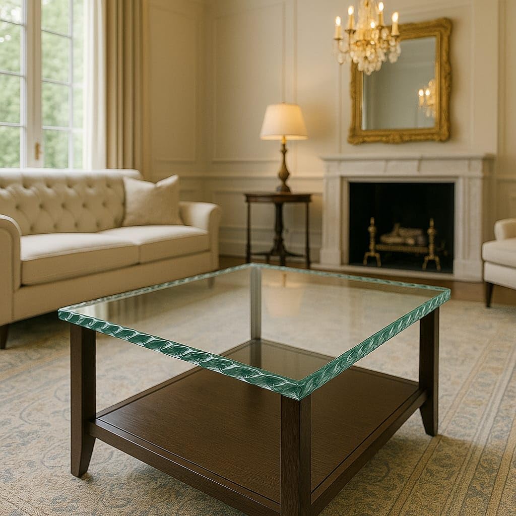 Custom Cut Glass Table Top – 3/8" Thick – Gemstone Polished Edge – Clear Custom Glass Protector