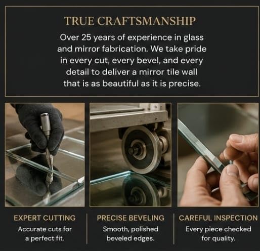 Custom Beveled Mirror Tile Wall – Made to Your Exact Size
