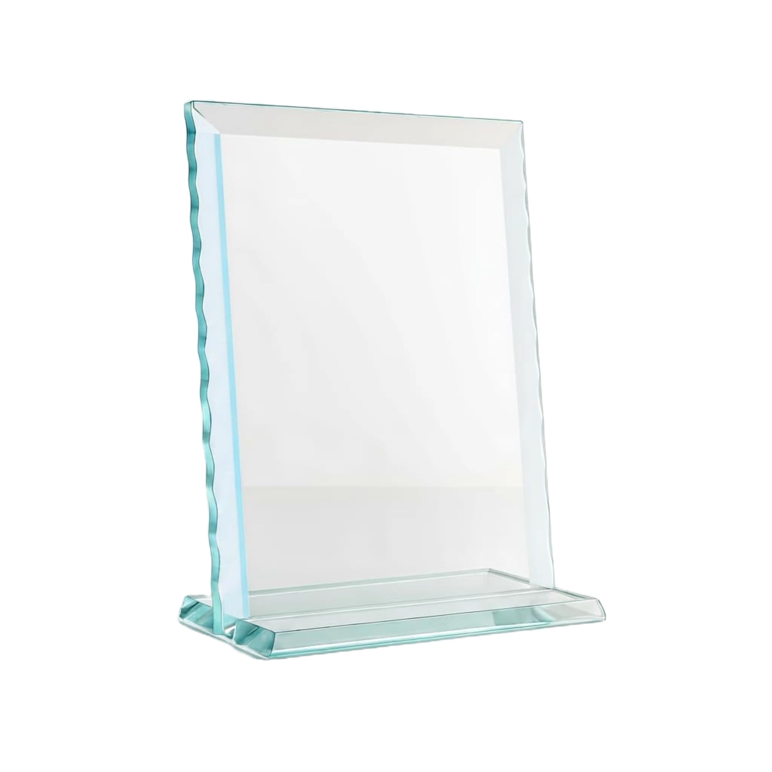 Custom Wavy-Edge Glass Photo Frame – Handmade Decorative Glass Picture Frame – Personalized Tabletop Display – Elegant Gift for Weddings, Anniversaries, or Home Décor
