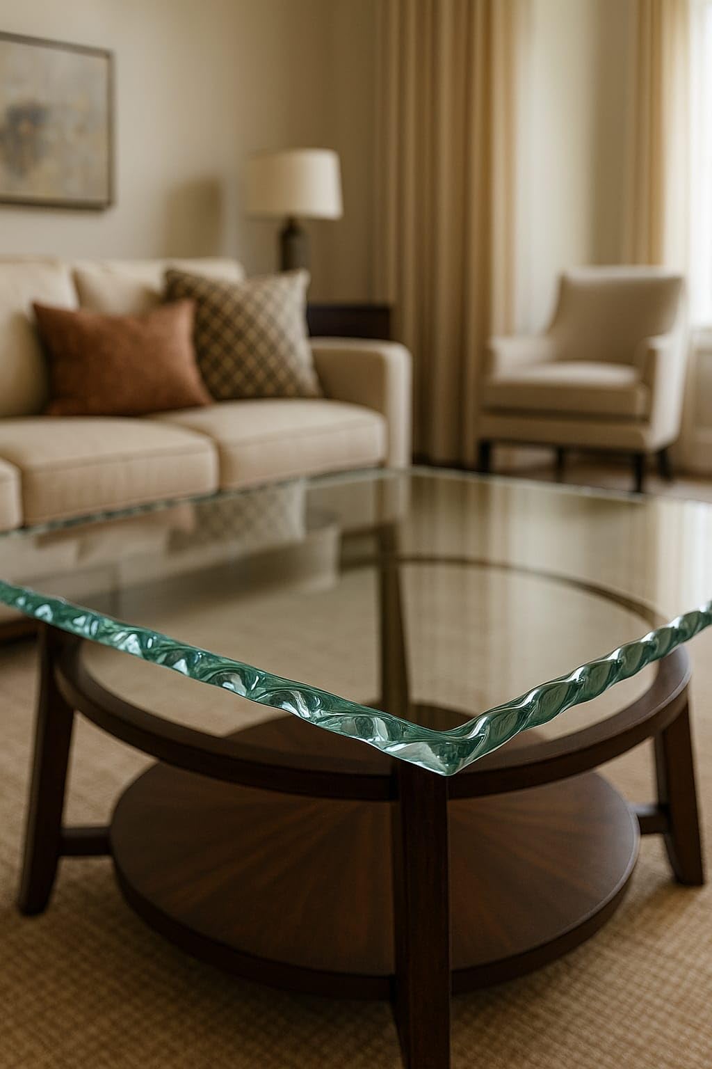 Custom Cut Glass Table Top – 3/8" Thick – Gemstone Polished Edge – Clear Custom Glass Protector