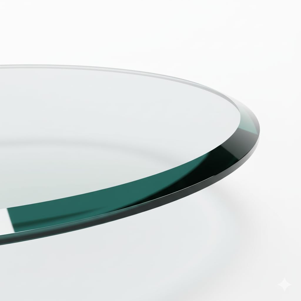 Custom Cut to Size Oval Glass Table Top - 1/2" Thick - Beveled Polished Edge