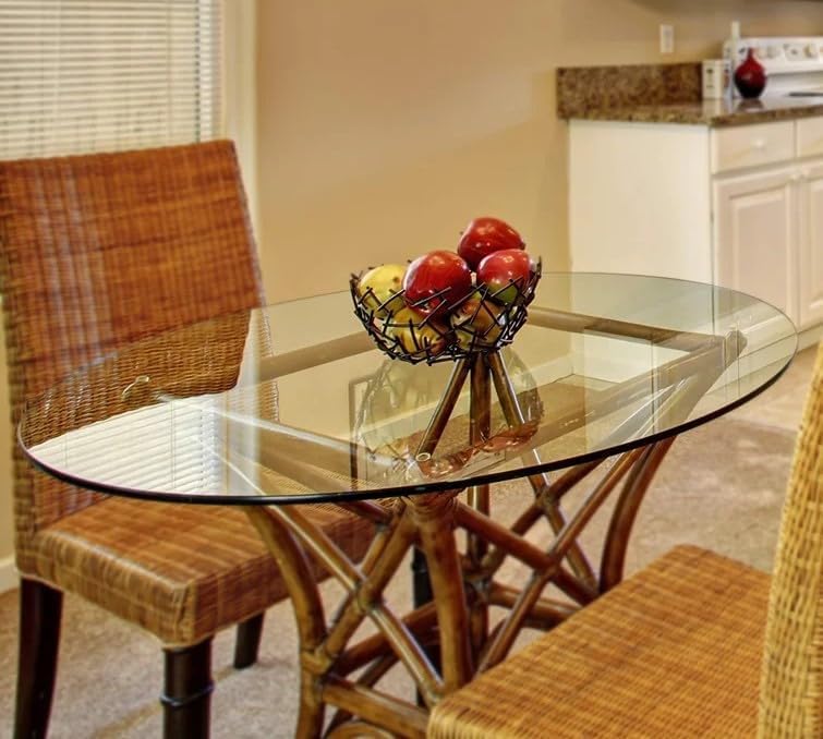 Custom Cut to Size Oval Glass Table Top – Tempered - 3/8" Thick - Flat Polished or Pencil Polished Edge