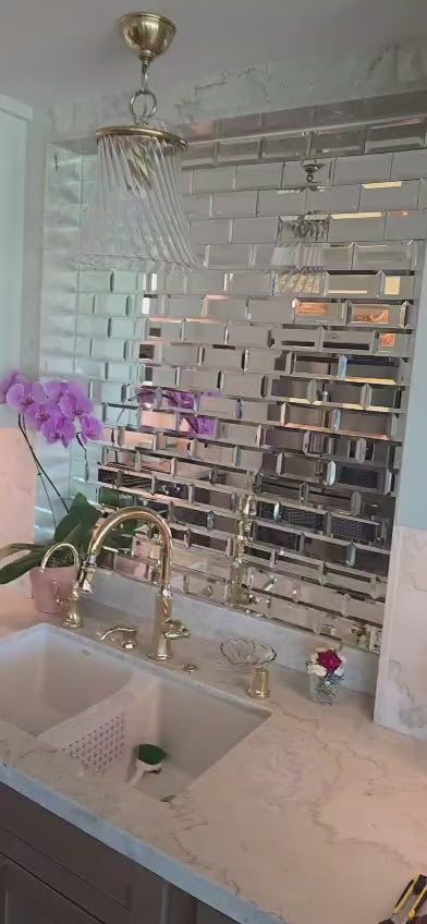 Custom Beveled Mirror Tile Wall – Made to Your Exact Size